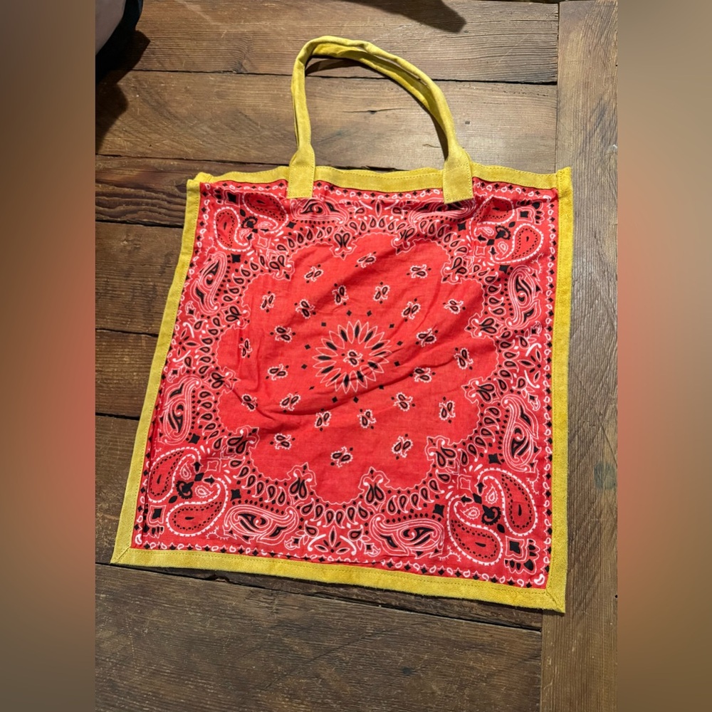 Raj LA Yellow Bandanna 100% Cotton Tote Bag NEW